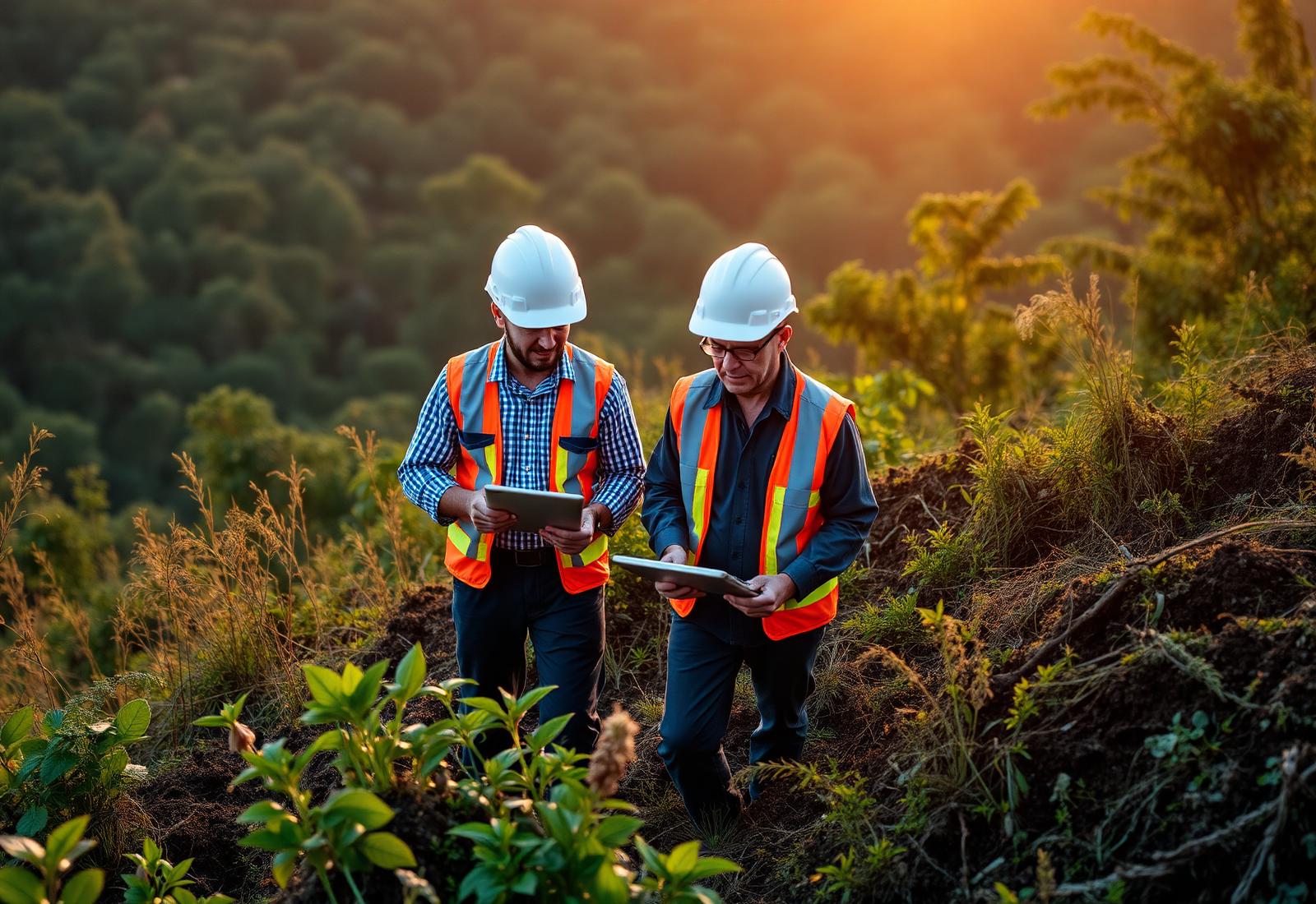 Equipe técnica da Veneto realizando estudo ambiental em campo